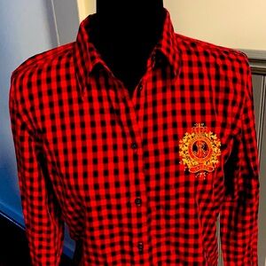 Ralph Lauren Buffalo Check Button Down Shirt Red Black